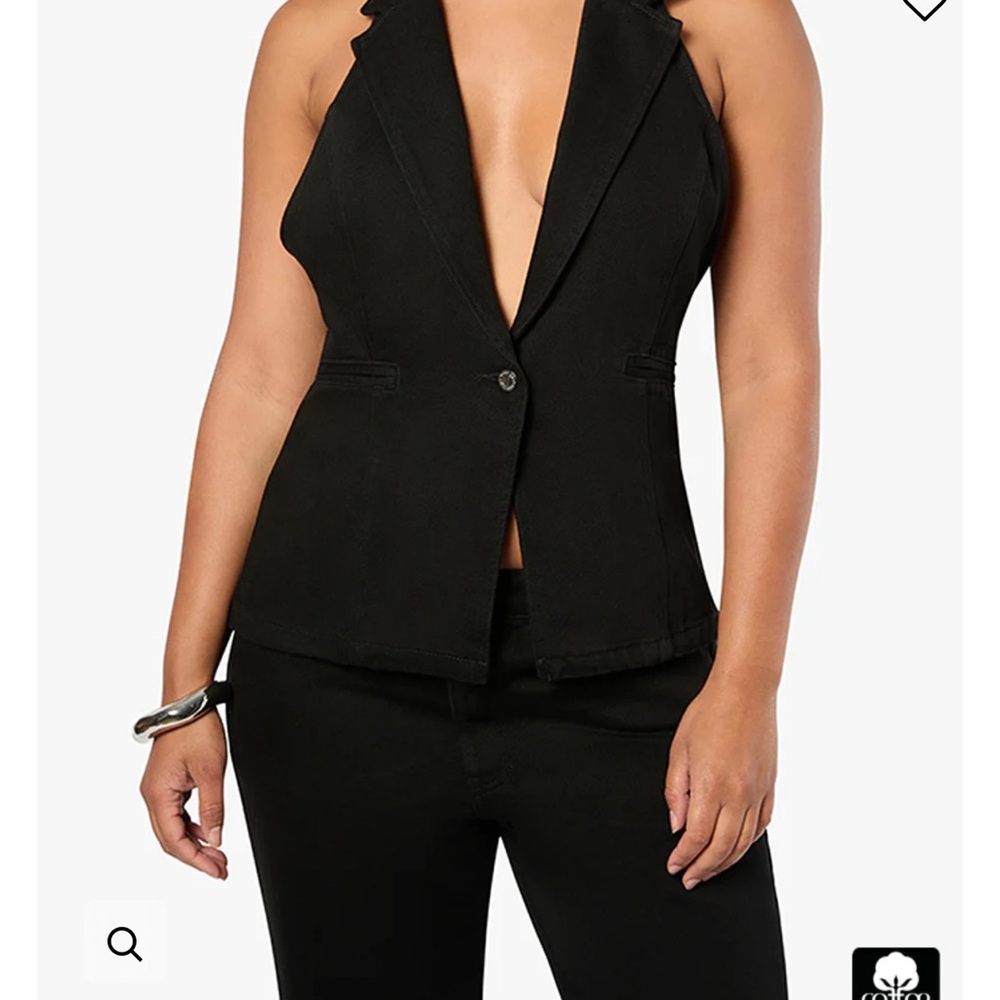 Black Sleeveless Blazer Vest